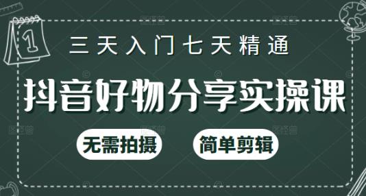 抖音好物分享实操课，无需拍摄，简单剪辑，短视频快速涨粉（125节视频课程）-SBYUN网创