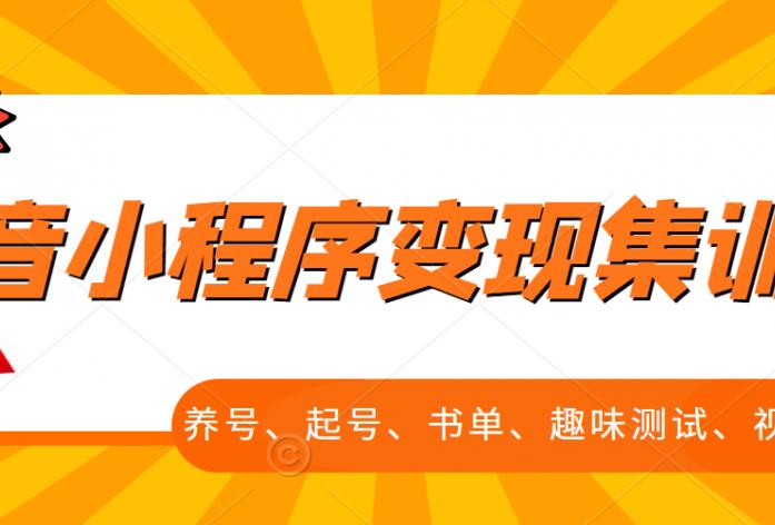 抖音小程序变现集训课，养号、起号、书单、趣味测试、视频剪辑，全套流程-SBYUN网创