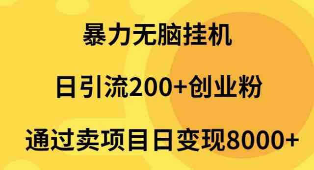 （9788期）暴力无脑挂机日引流200+创业粉通过卖项目日变现2000+-SBYUN网创
