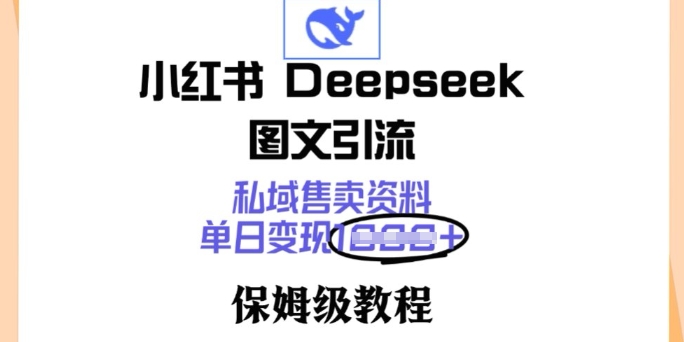 小红书Deepseek图文引流，私域售卖资料，单日变现多张，保姆级教程-SBYUN网创
