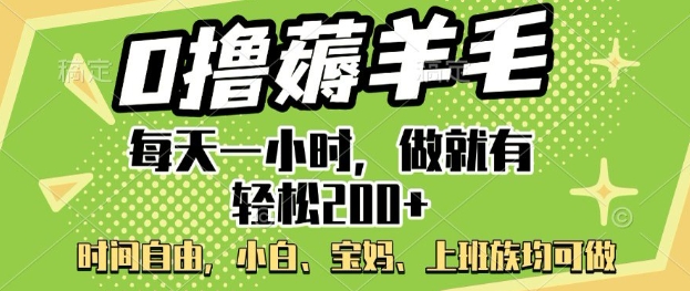 0撸薅羊毛，每天一小时，做就有轻松2张，小白宝妈，上班族均可做-SBYUN网创
