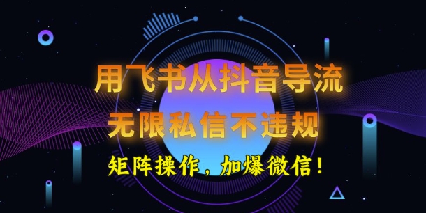 用飞书从抖音导流，无限私信不违规，抖音截流创业粉-SBYUN网创