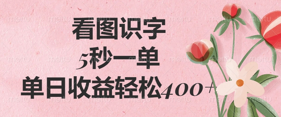 （14338期）看图识字，5秒一单，单日收益轻松400+-SBYUN网创