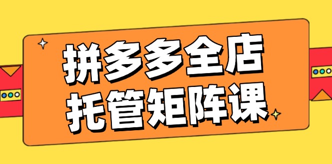 （14328期）拼多多全店托管矩阵课，盈利动销玩法，高效计划设置，提升店铺效益-SBYUN网创