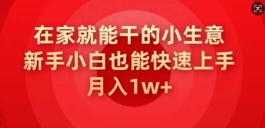 在家就能干的小生意，新手小白也能快速上手，月入1w-SBYUN网创