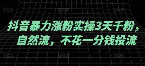 抖音暴力涨粉实操3天千粉，自然流，不花一分钱投流，实操经验分享-SBYUN网创