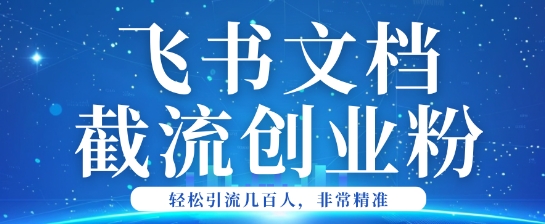 利用飞书文档截流创业粉轻松引流200+-SBYUN网创
