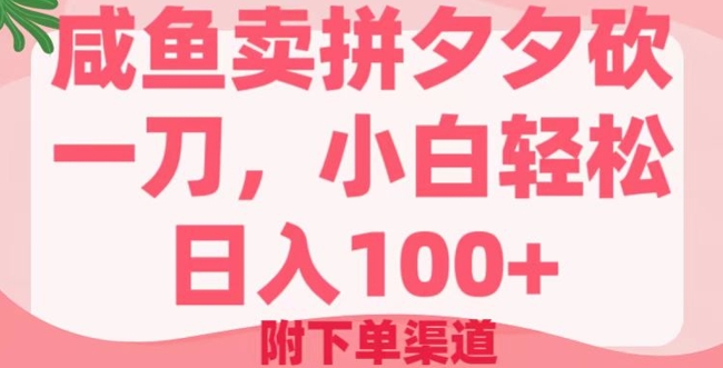 咸鱼卖拼夕夕砍一刀，小白轻松日入100+(附下单渠道)-SBYUN网创