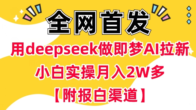 用deepseek做即梦Ai拉新 小白实操月入过W+【附报白渠道】-SBYUN网创