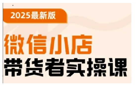 2025最新版微信小店带货者实操课，基础操作到高级运营技巧，快速上手-SBYUN网创