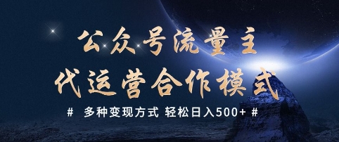 公众号流量主代运营  多种变现方式 轻松日入5张【揭秘】-SBYUN网创